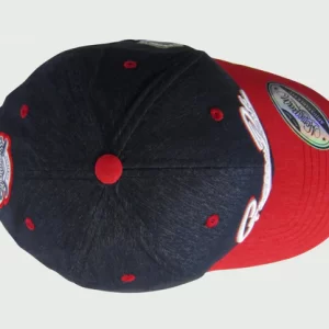 Homegrown Grassy Park 6 panel adjustable cap top view, red and Navy.