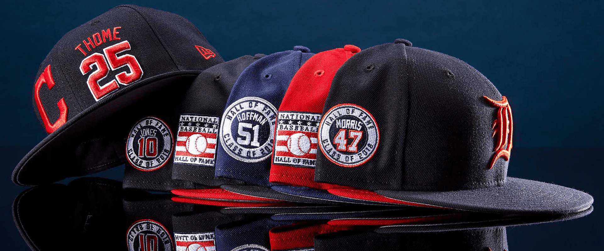 batch of baseball caps