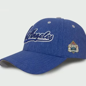 Homegrown Los Angeles 6 panel adjustable cap angled view, Royal Blue.